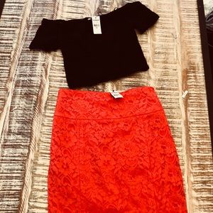 Express high waisted skirt w/ back slit. NWT